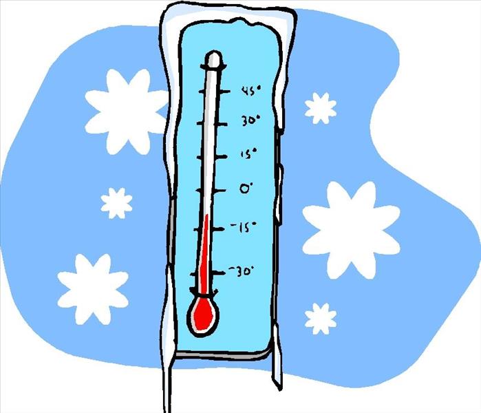 Snow on a drawing of a thermostat.