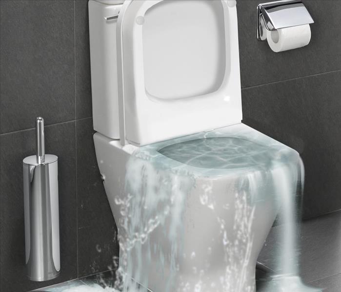 a white toliet overflowing with water.